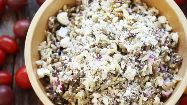 Orzo lentil salad