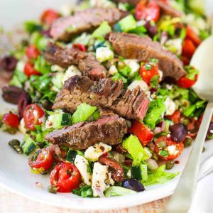 Greek Steak Salad Recipe with Flank Steak
